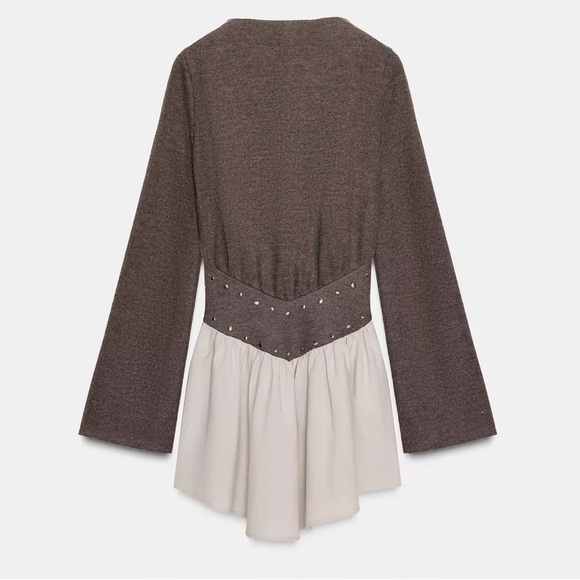 Zara Dresses & Skirts - Zara NWT studded two tone brown & white mini dress